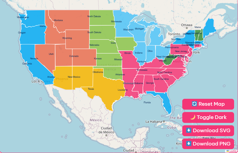 Interactive USA Physical Map with States