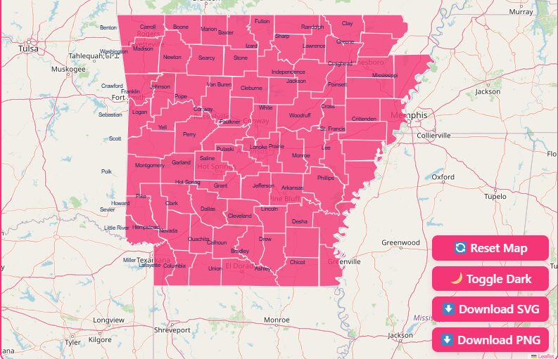 Interactive Arkansas County Map