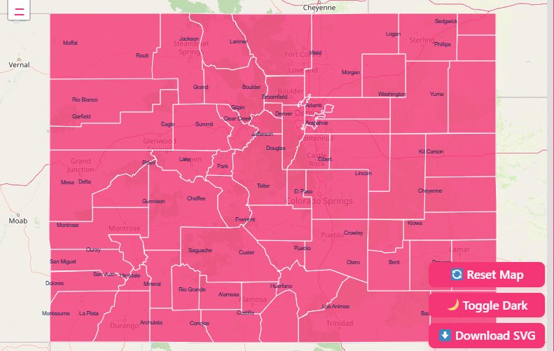 Interactive Colorado County Map