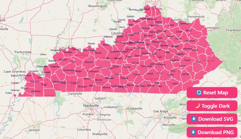 Interactive Kentucky County Map