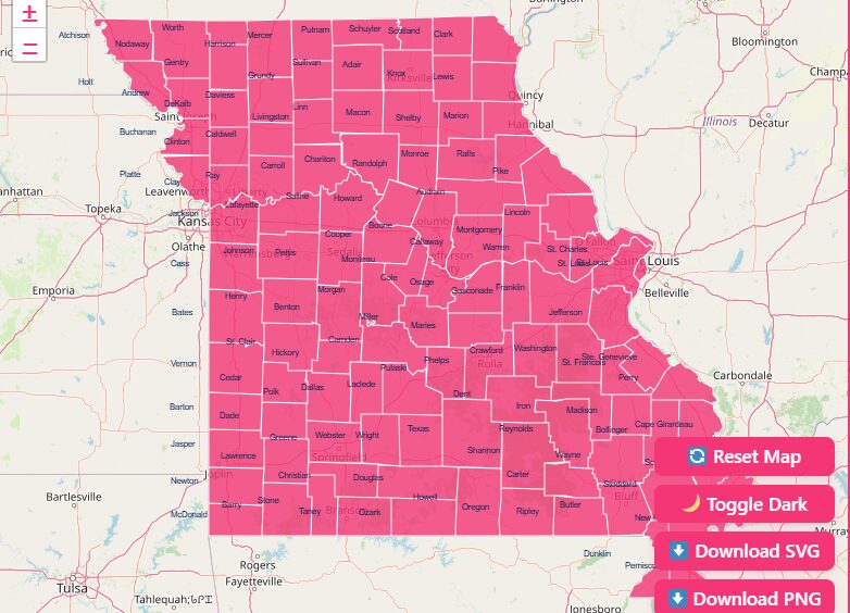 Interactive Missouri County Map