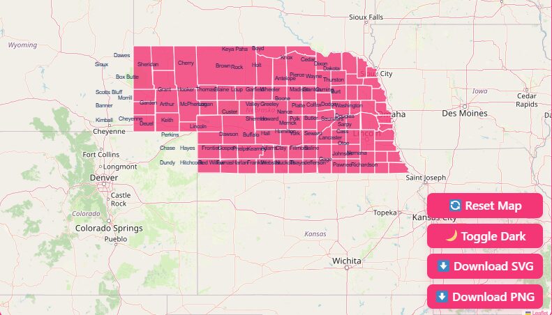 Interactive Nebraska County Map