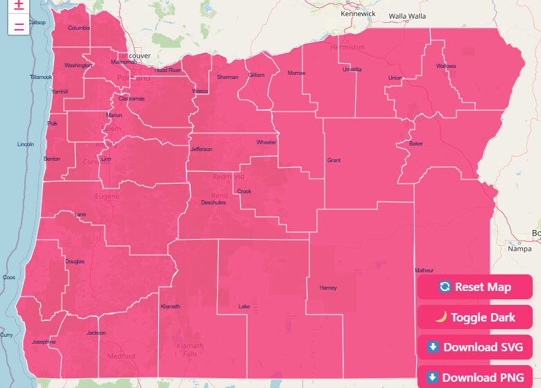 Interactive Oregon County Map