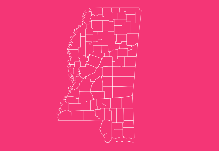 mississippi blank printable county map