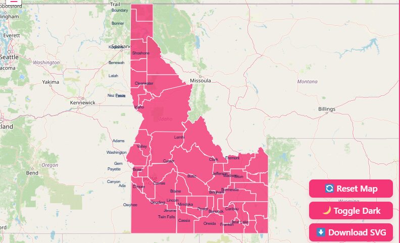Interactive Idaho County Map