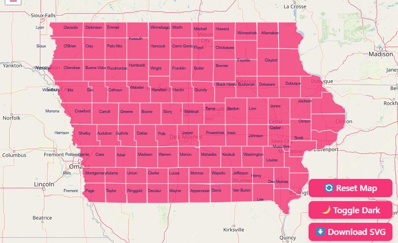 Interactive Iowa County Map
