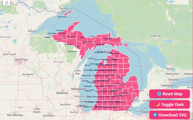 Interactive Michigan County Map