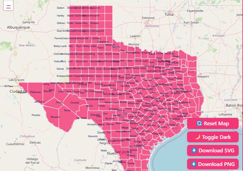 Interactive Texas County Map